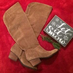 Crown Vintage Over the Knee Suede Carmel Boots